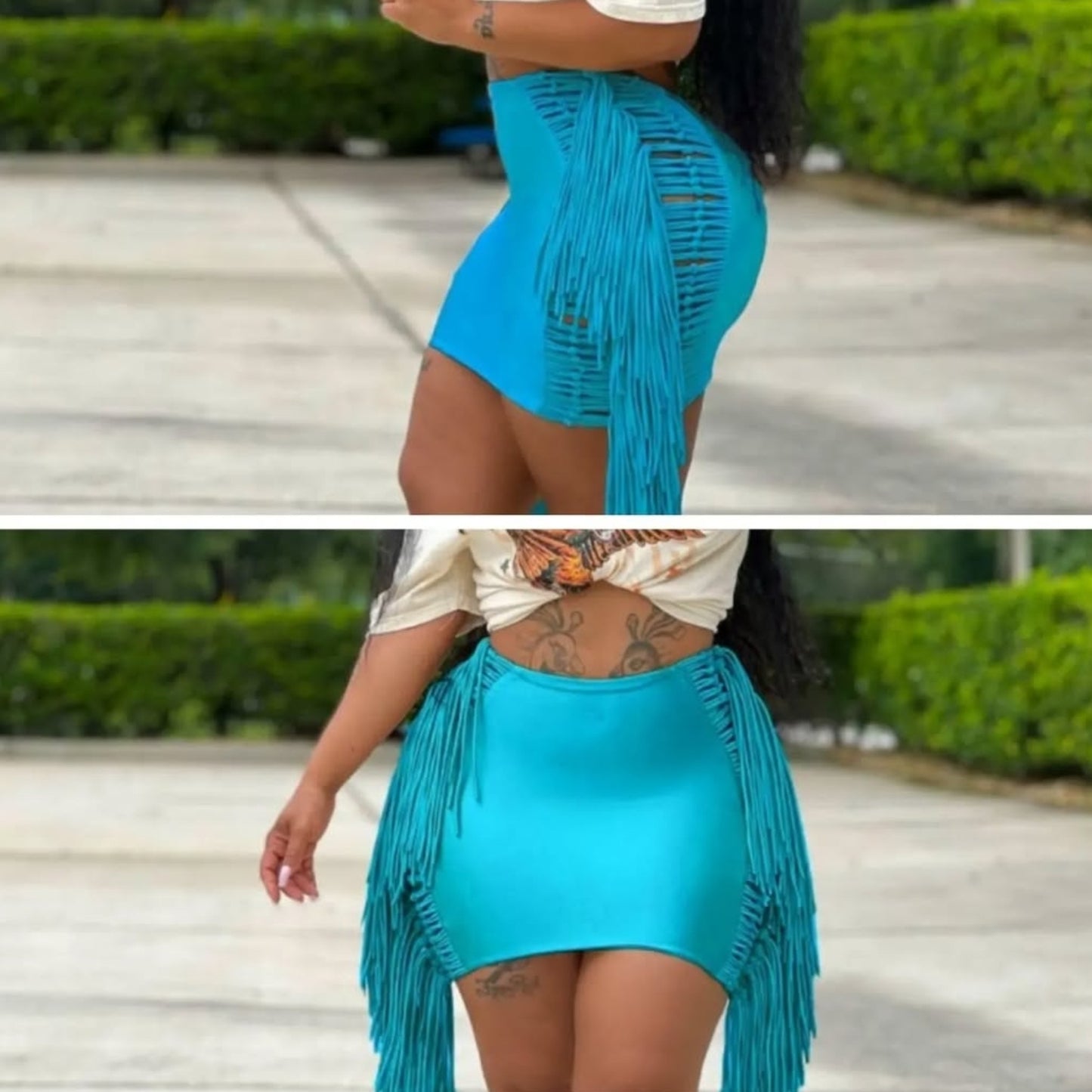 Green Tassel mini skirt
