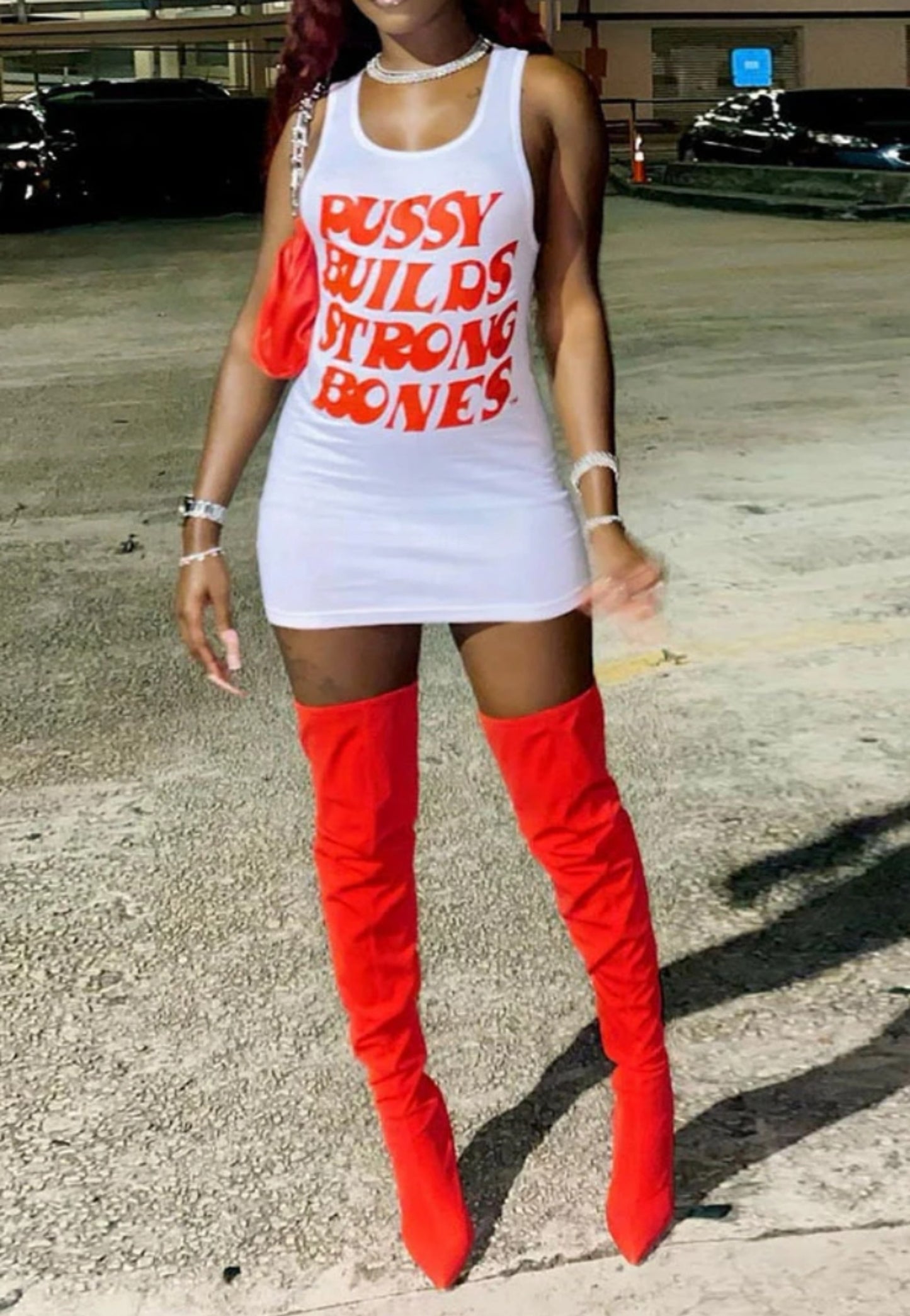 Girl power t shirst dress (red)