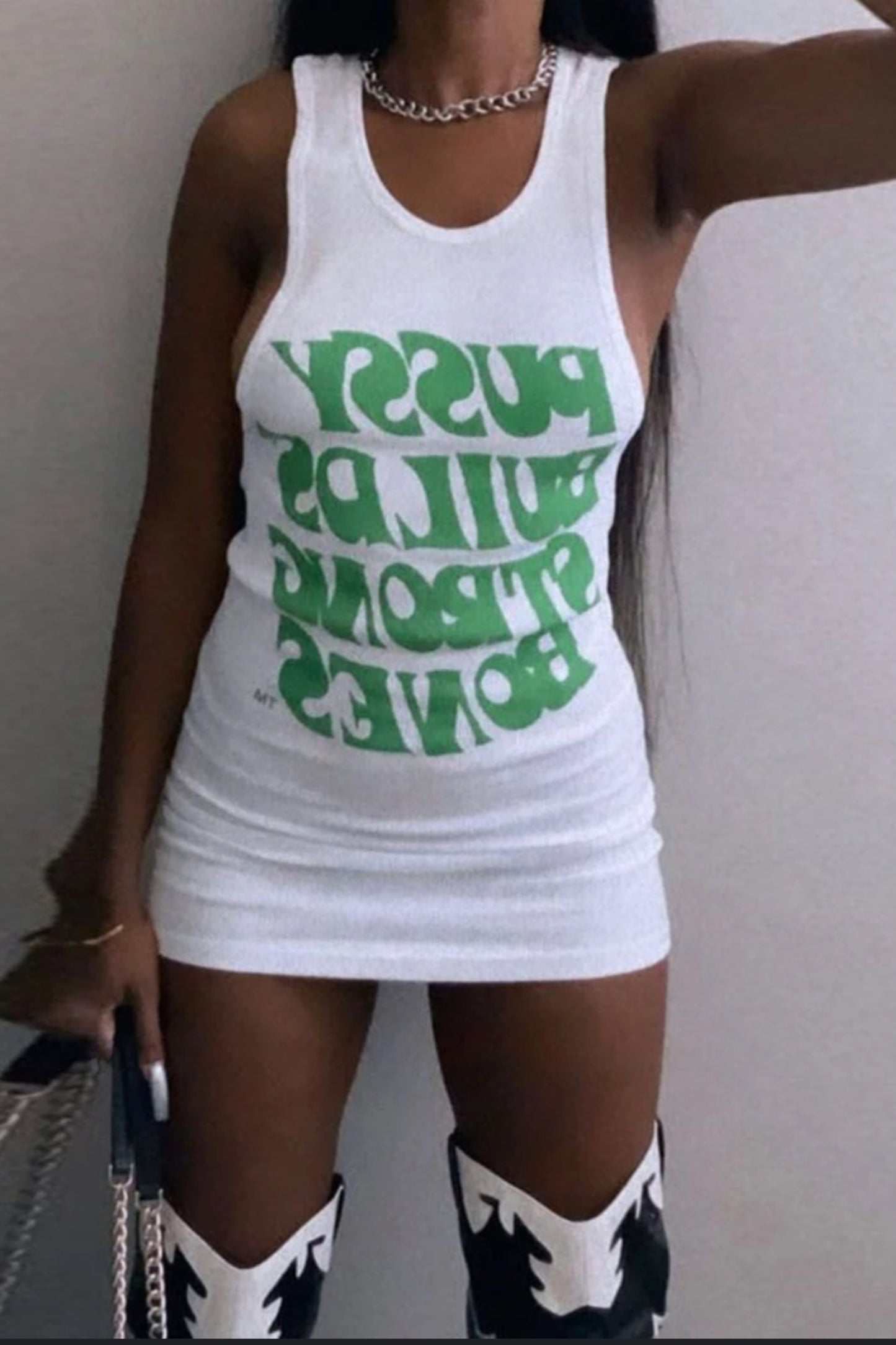 Girl power t shirt dress (green)