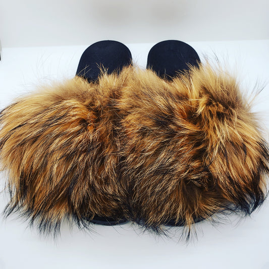 Foxy brown fur slides