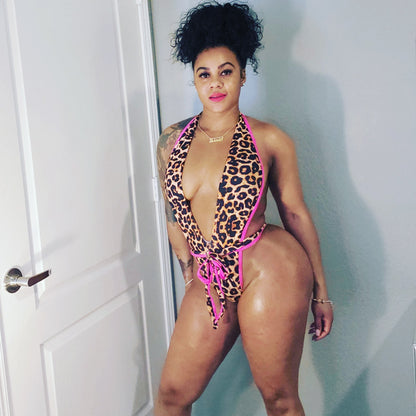 Pink leopard one piece swim suit