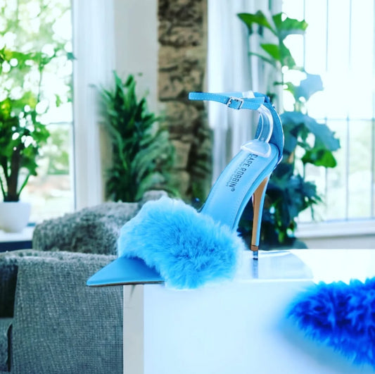 Blue fur baby heels