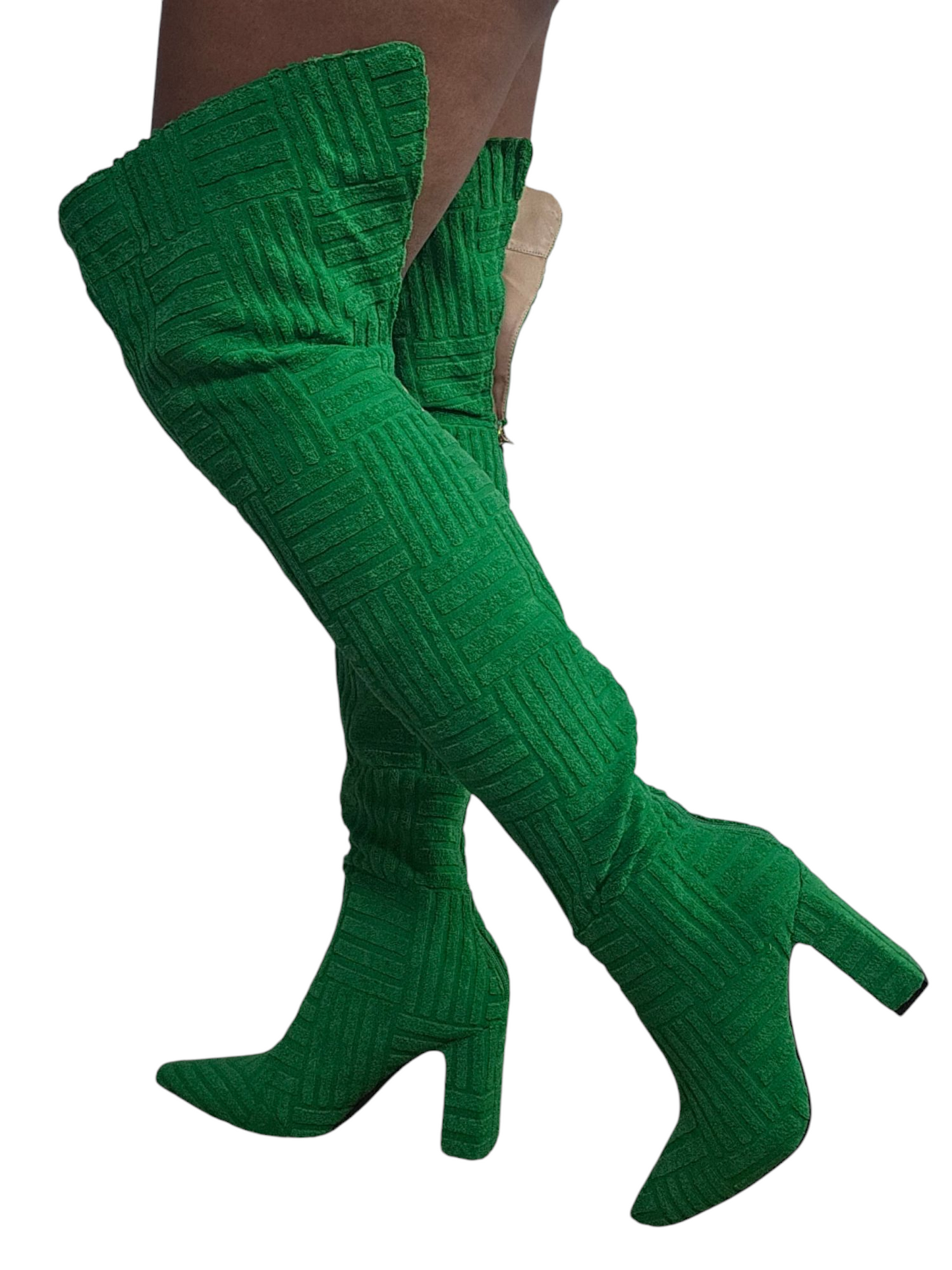 Thigh High Grinch Boots | Bold Festive Statement Shoes