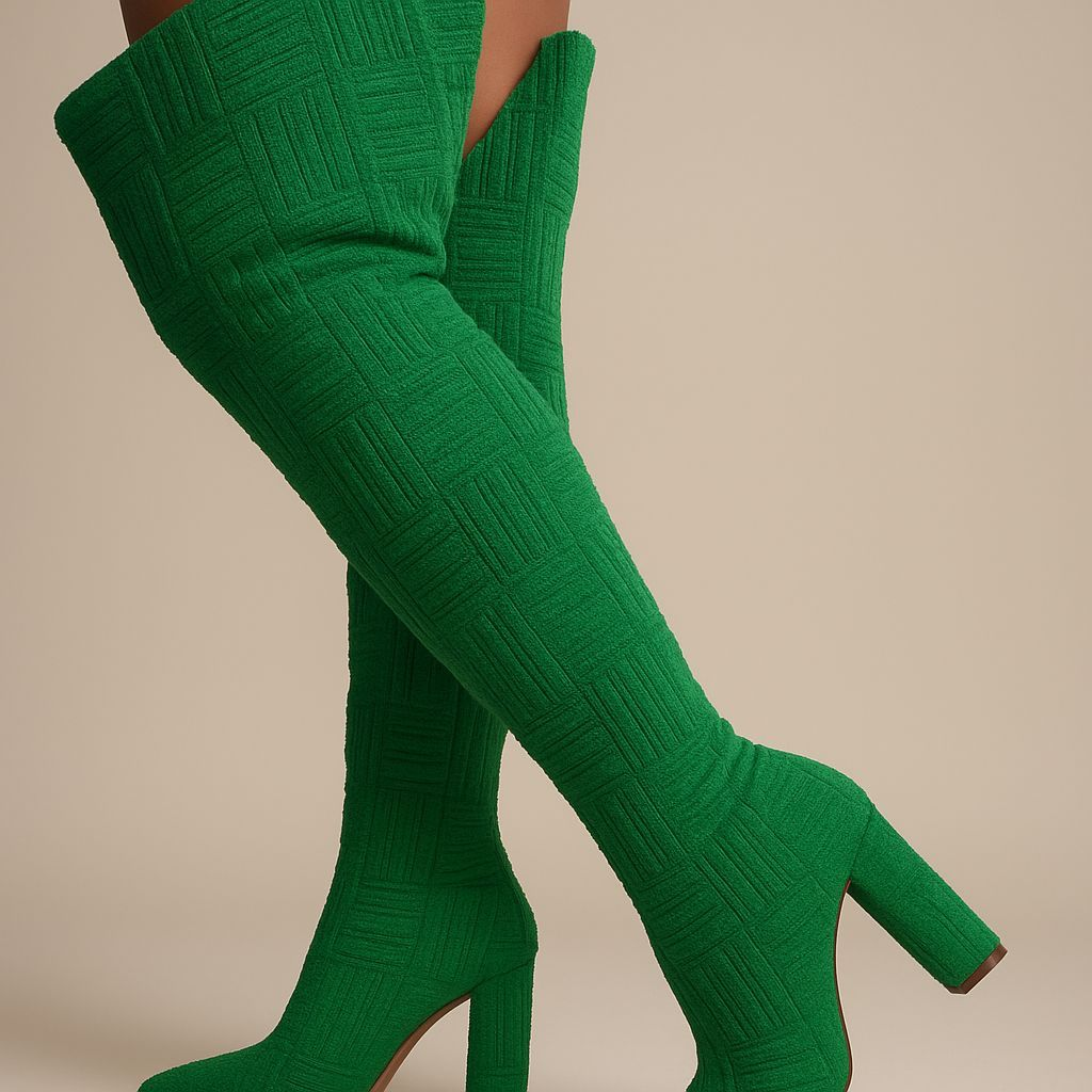 Thigh High Grinch Boots | Bold Festive Statement Shoes